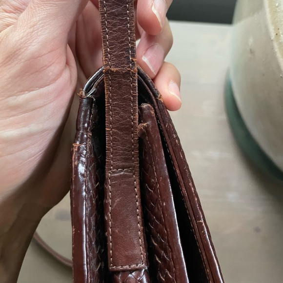 Vintage Dark Brown Woven Leather Purse - Picture 9 of 13